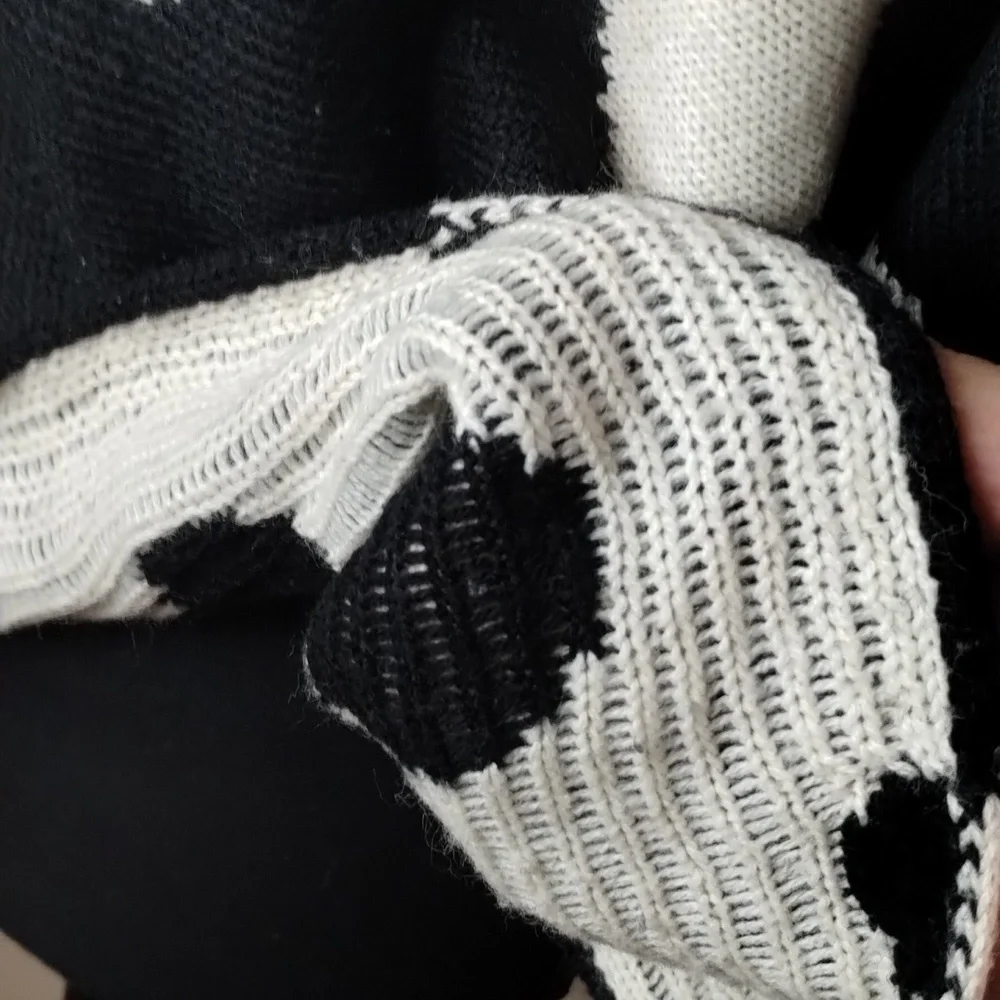 Leshop black white polkadot crop boatneck sweater Sz M/L